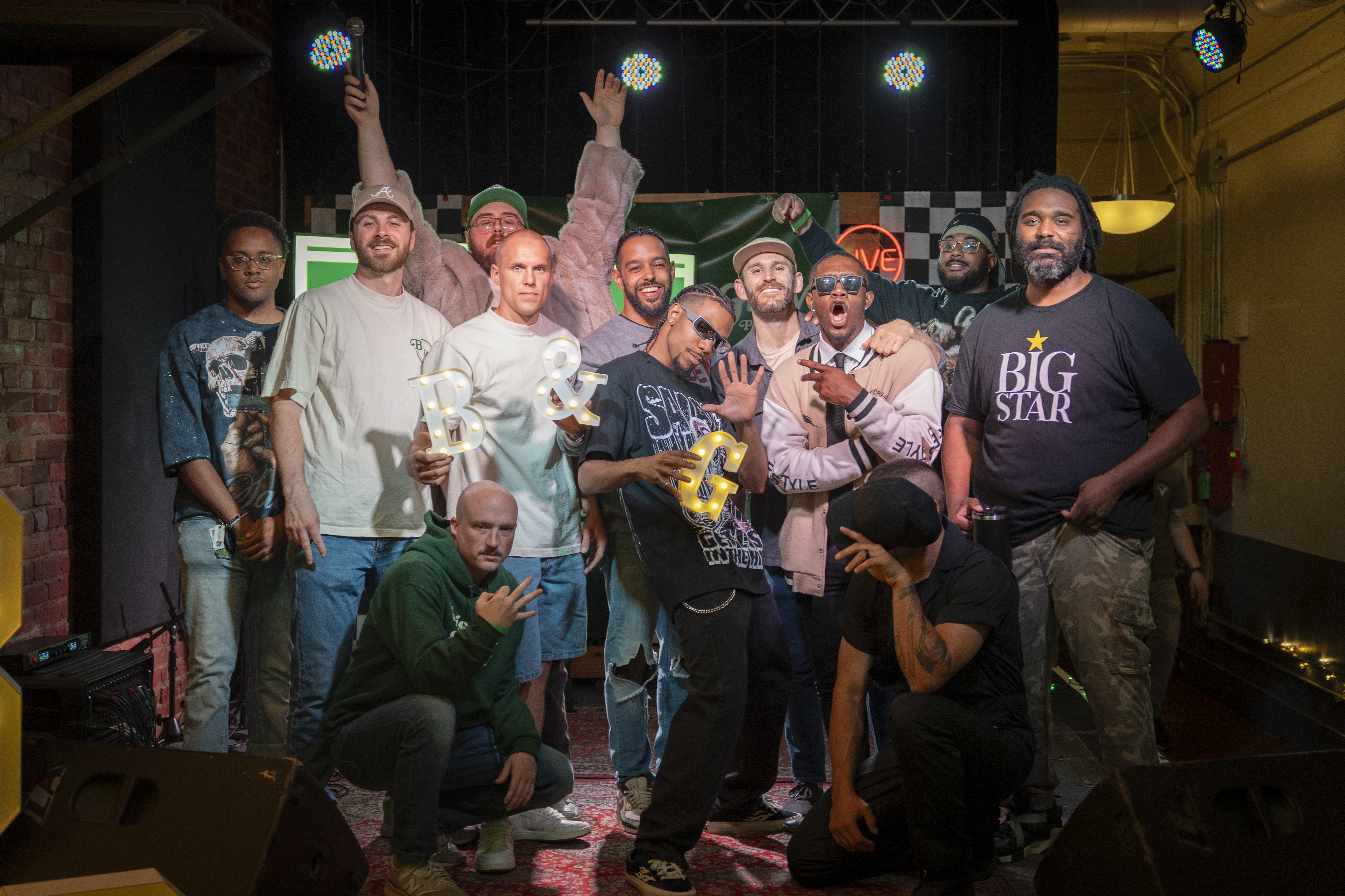 The Biscuits and Gravy crew and performers at their first public show at The Spot on Kirk